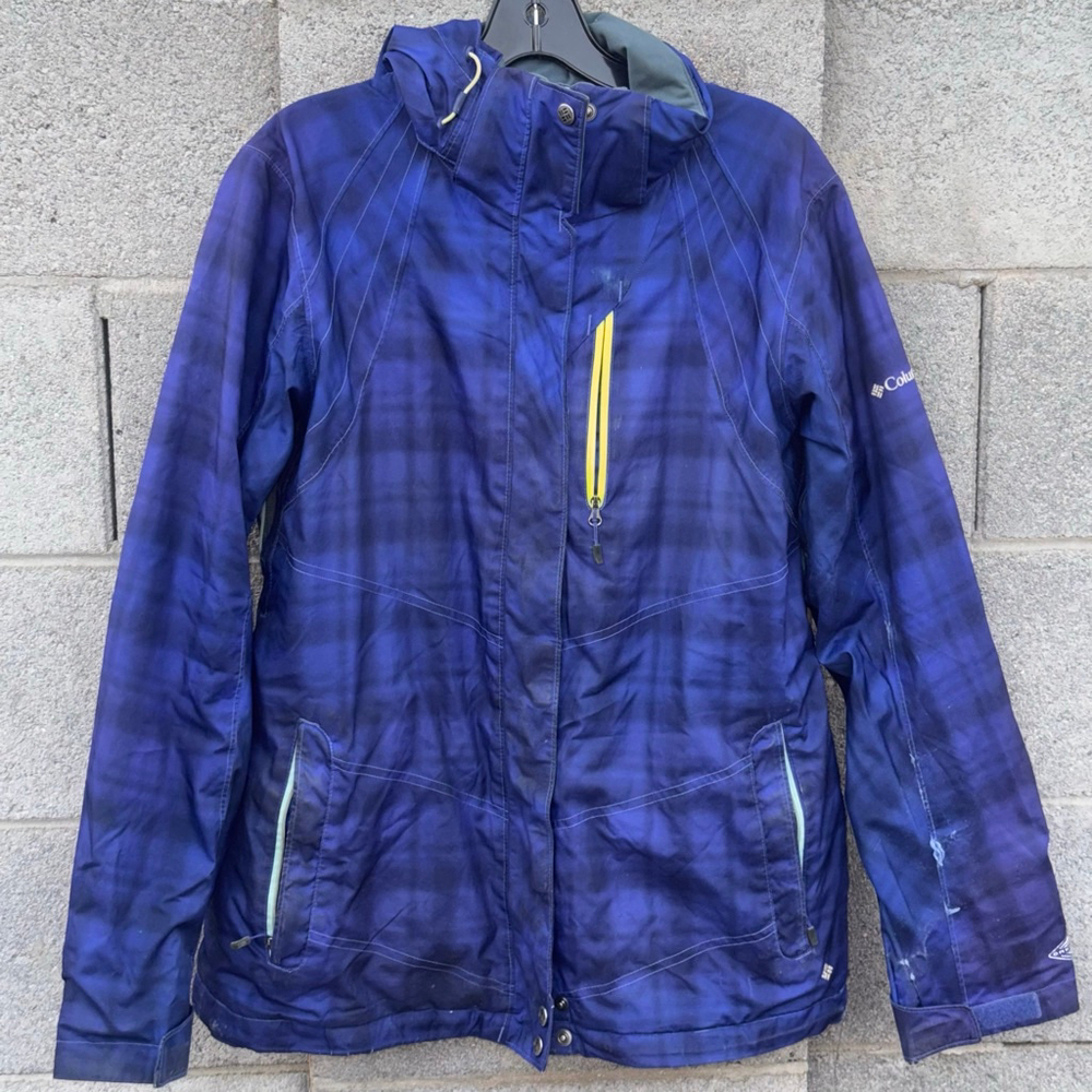 Columbia Blue Plaid Ski & Snow Jacket Coat L